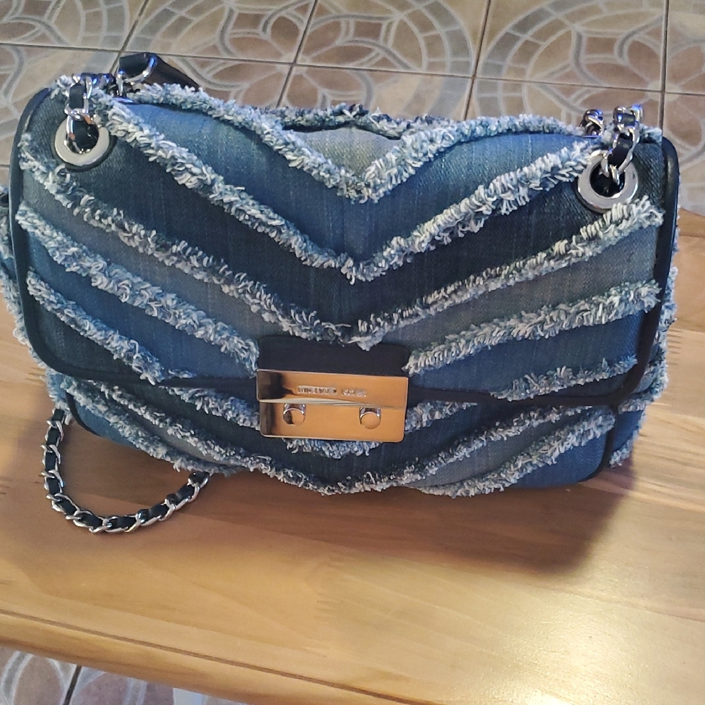 Michael Kors Blue Chevron Shoulder Bag